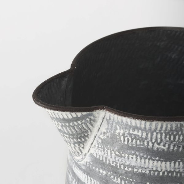 Serena II 11.2H Large GrayWhite Textured Metal Jug 5
