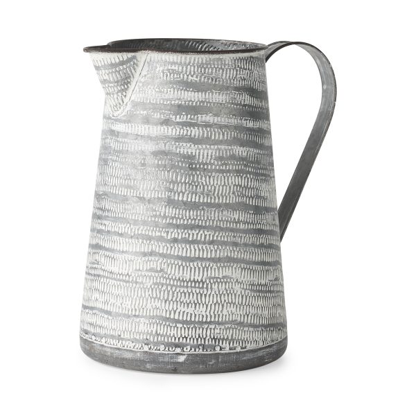 Serena II 11.2H Large GrayWhite Textured Metal Jug