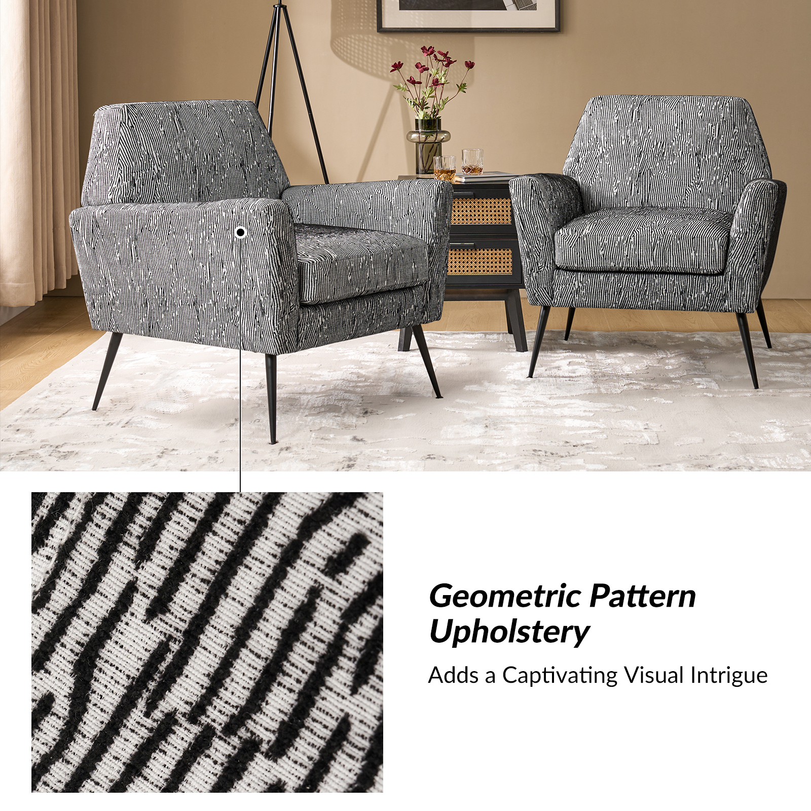 Sergei Geometric Art Deco Mid-Century Modern Accent Armchair 3 Sergei Geometric Art Deco Mid-Century Modern Accent Armchair - Image 3