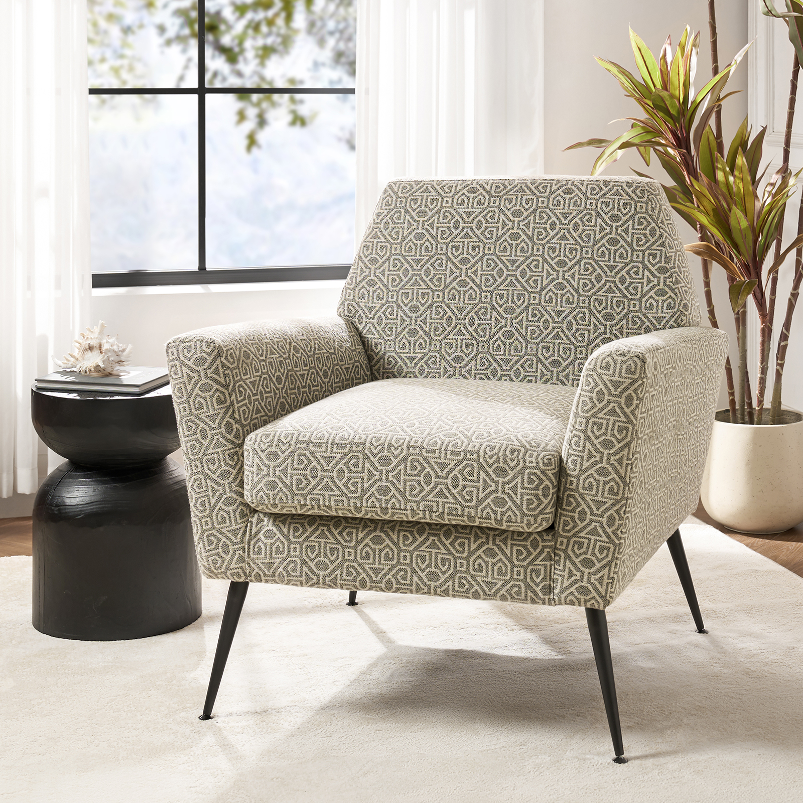 Sergei Harbor Geometric Pattern Mid-Century Modern Armchair 2 Sergei Harbor Geometric Pattern Mid-Century Modern Armchair - Image 2
