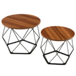 Rustic Round Coffee Tables with Steel Base (Set of 2) 10 Rustic Round Coffee Tables with Steel Base (Set of 2)