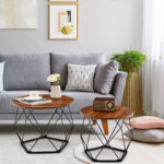 Rustic Round Coffee Tables with Steel Base (Set of 2) 8 Rustic Round Coffee Tables with Steel Base (Set of 2)