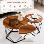 Rustic Round Coffee Tables with Steel Base (Set of 2) 13 Rustic Round Coffee Tables with Steel Base (Set of 2)