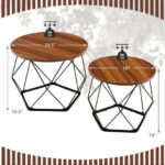 Rustic Round Coffee Tables with Steel Base (Set of 2) 12 Rustic Round Coffee Tables with Steel Base (Set of 2)