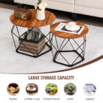 Rustic Round Coffee Tables with Steel Base (Set of 2) 14 Rustic Round Coffee Tables with Steel Base (Set of 2)