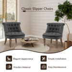 Tufted Upholstered Armless Slipper Chairs with Beech Wood Legs (Set of 2) 10 Tufted Upholstered Armless Slipper Chairs with Beech Wood Legs (Set of 2)