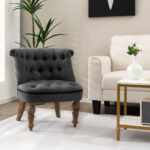 Tufted Upholstered Armless Slipper Chairs with Beech Wood Legs (Set of 2) 13 Tufted Upholstered Armless Slipper Chairs with Beech Wood Legs (Set of 2)