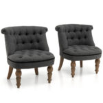Tufted Upholstered Armless Slipper Chairs with Beech Wood Legs (Set of 2) 14 Tufted Upholstered Armless Slipper Chairs with Beech Wood Legs (Set of 2)