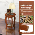 Rustic 2-Tier Round End Table with Storage Shelf Walnut (Set of 2) 13 Rustic 2-Tier Round End Table with Storage Shelf Walnut (Set of 2)