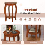 Rustic 2-Tier Round End Table with Storage Shelf Walnut (Set of 2) 14 Rustic 2-Tier Round End Table with Storage Shelf Walnut (Set of 2)