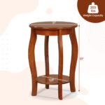 Rustic 2-Tier Round End Table with Storage Shelf Walnut (Set of 2) 12 Rustic 2-Tier Round End Table with Storage Shelf Walnut (Set of 2)