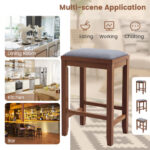 Upholstered Bar Stools with Wood Frame and Footrest (Set of 2)