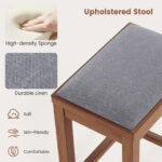 Upholstered Bar Stools with Wood Frame and Footrest (Set of 2)