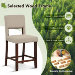 Modern Bar Chairs with Curved Backrest and Wood Legs (Set of 2)
