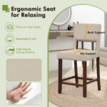 Modern Bar Chairs with Curved Backrest and Wood Legs (Set of 2)