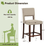 Modern Bar Chairs with Curved Backrest and Wood Legs (Set of 2)