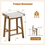 Seaweed Woven Seat Bar Stools with Wood Frame (Set of 2)