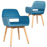Velvet Upholstered Accent Armchairs with Wood Legs and Padding (Set of 2)