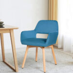 Velvet Upholstered Accent Armchairs with Wood Legs and Padding (Set of 2)