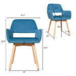 Velvet Upholstered Accent Armchairs with Wood Legs and Padding (Set of 2)