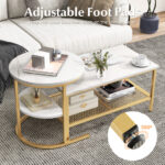 Nesting Coffee Tables with Faux Marble Tops and Storage (Set of 2)