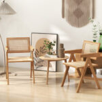 Mid-Century Rattan Accent Chairs with Bamboo Frame Natural (Set of 2) 8 Mid-Century Rattan Accent Chairs with Bamboo Frame Natural (Set of 2)