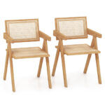 Mid-Century Rattan Accent Chairs with Bamboo Frame Natural (Set of 2) 11 Mid-Century Rattan Accent Chairs with Bamboo Frame Natural (Set of 2)