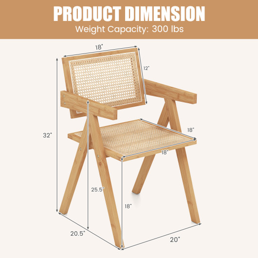 Mid-Century Rattan Accent Chairs with Bamboo Frame Natural (Set of 2) 5 Mid-Century Rattan Accent Chairs with Bamboo Frame Natural (Set of 2) - Image 5