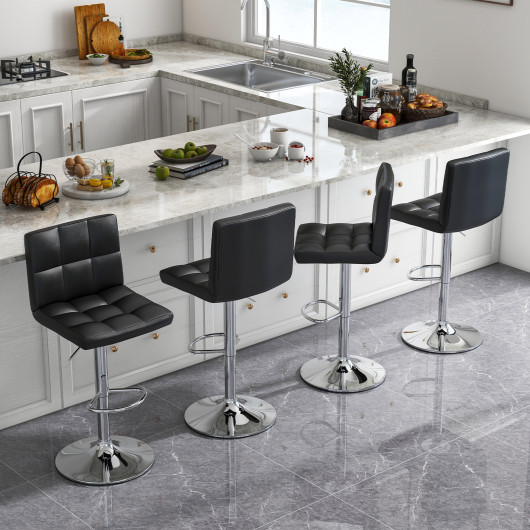 Adjustable Swivel PU Leather Bar Stools with Backrest and Footrest (Set of 2) - Image 2