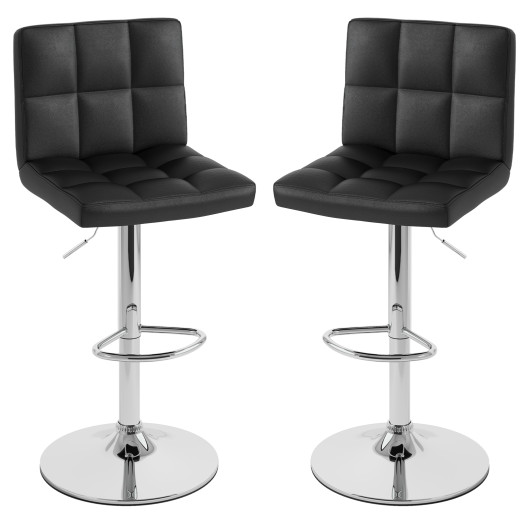 Adjustable Swivel PU Leather Bar Stools with Backrest and Footrest (Set of 2) - Image 3