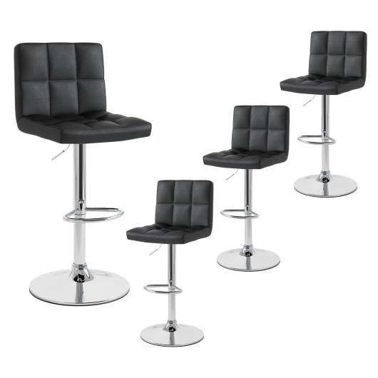 Adjustable Swivel PU Leather Bar Stools with Backrest and Footrest (Set of 2) - Image 4