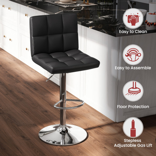 Adjustable Swivel PU Leather Bar Stools with Backrest and Footrest (Set of 2) - Image 6