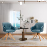 Modern Swivel Accent Chairs with Beech Wood Legs (Set of 2)