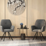 Velvet Swivel Accent Arm Chairs with Metal Legs Gray (Set of 2) 8 Velvet Swivel Accent Arm Chairs with Metal Legs Gray (Set of 2)