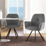Velvet Swivel Accent Arm Chairs with Metal Legs Gray (Set of 2) 9 Velvet Swivel Accent Arm Chairs with Metal Legs Gray (Set of 2)