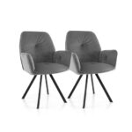 Velvet Swivel Accent Arm Chairs with Metal Legs Gray (Set of 2) 10 Velvet Swivel Accent Arm Chairs with Metal Legs Gray (Set of 2)