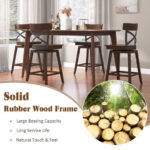 Wooden Swivel Bar Stools with X Back and Footrest (Set of 2)
