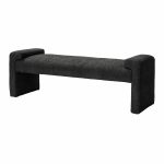 Severin Black Modern Chenille Upholstered Bench 7 Severin Black Modern Chenille Upholstered Bench