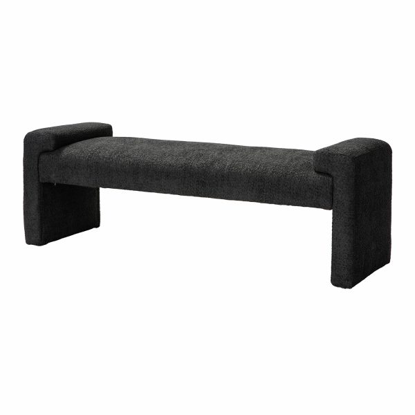 Severin Black Modern Chenille Upholstered Bench 1