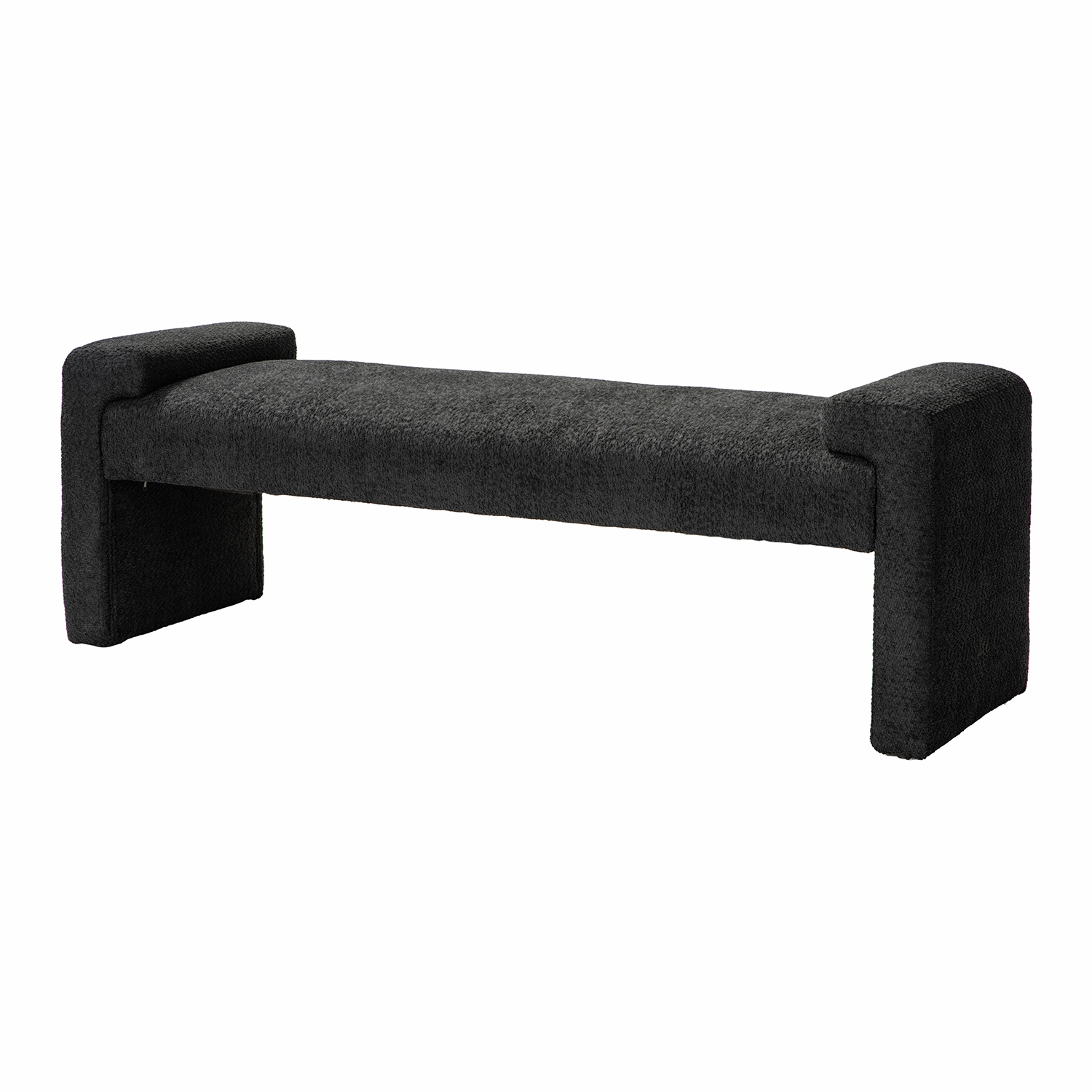Severin Black Modern Chenille Upholstered Bench 2 Severin Black Modern Chenille Upholstered Bench - Image 2