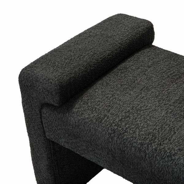 Severin Black Modern Chenille Upholstered Bench 3