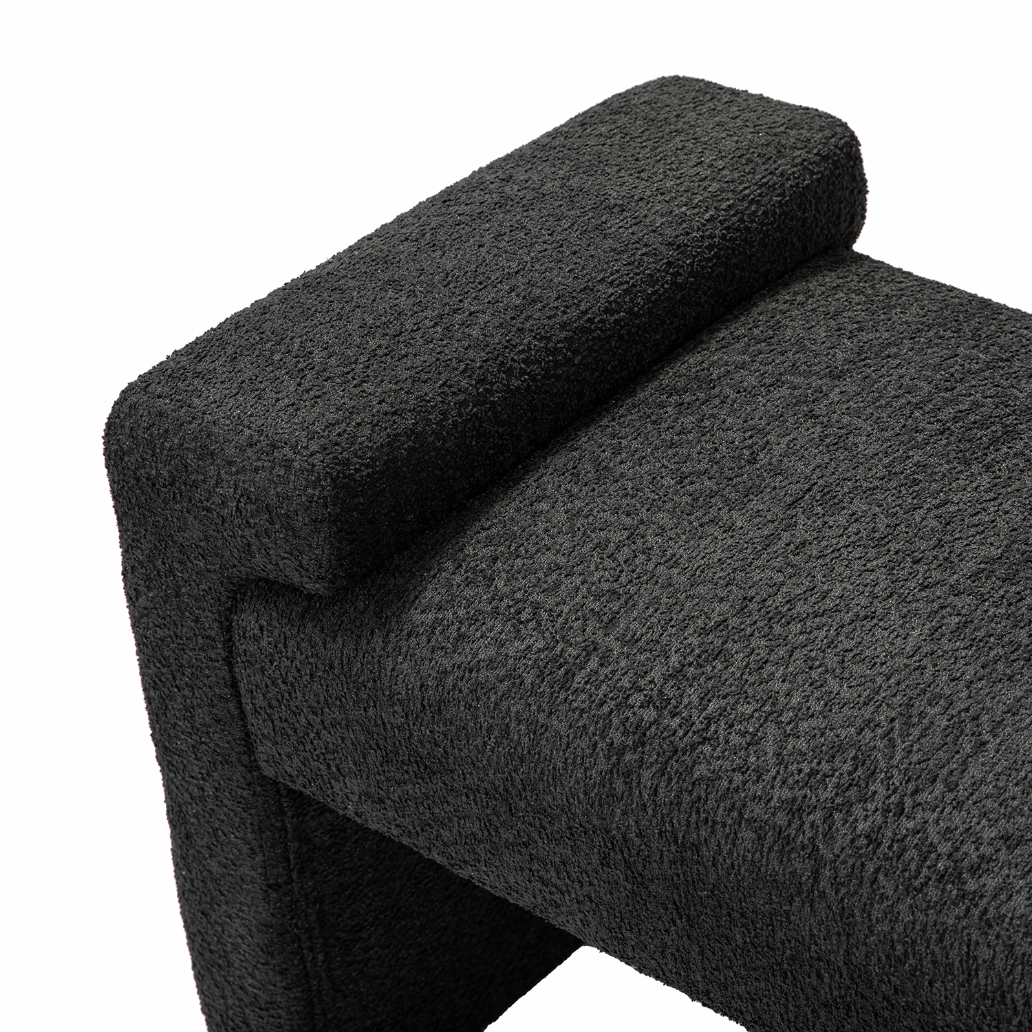 Severin Black Modern Chenille Upholstered Bench 4 Severin Black Modern Chenille Upholstered Bench - Image 4