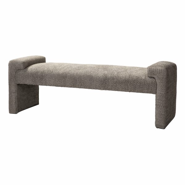 Severin Grey Chenille Modern Upholstered Bauhaus Bench 1