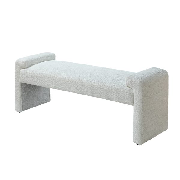 Severin Ivory Chenille Modern Upholstered Bench 2