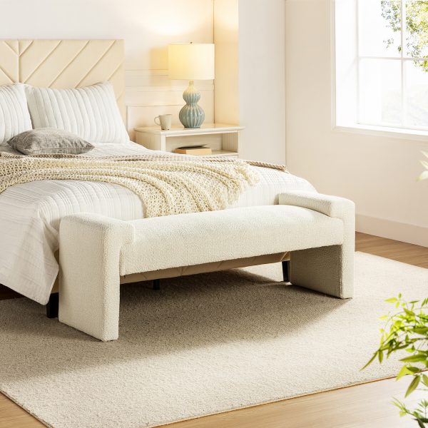 Severin Ivory Chenille Modern Upholstered Bench