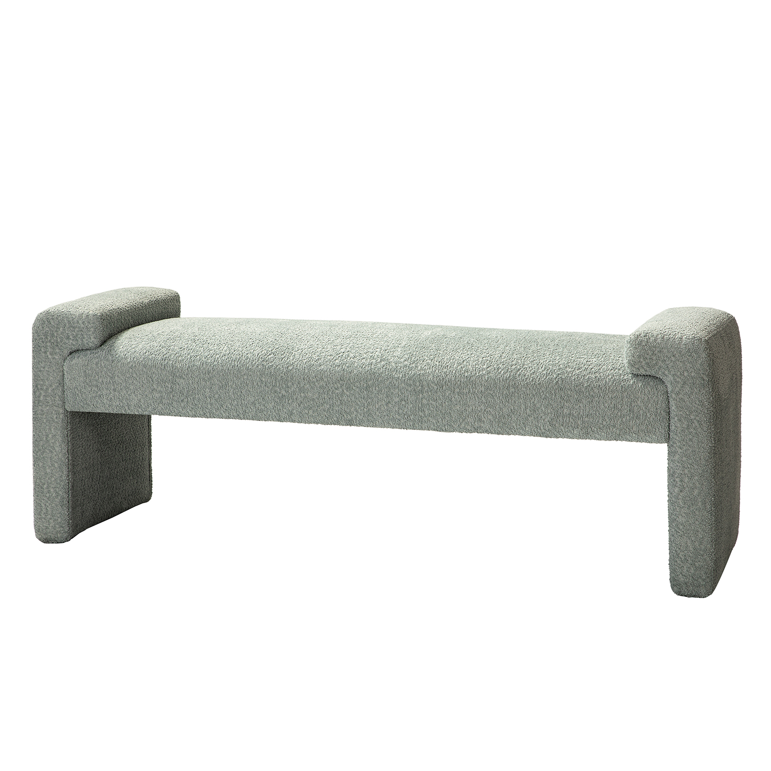 Severin Sage Chenille Modern Upholstered Bauhaus Bench 2 Severin Sage Chenille Modern Upholstered Bauhaus Bench - Image 2