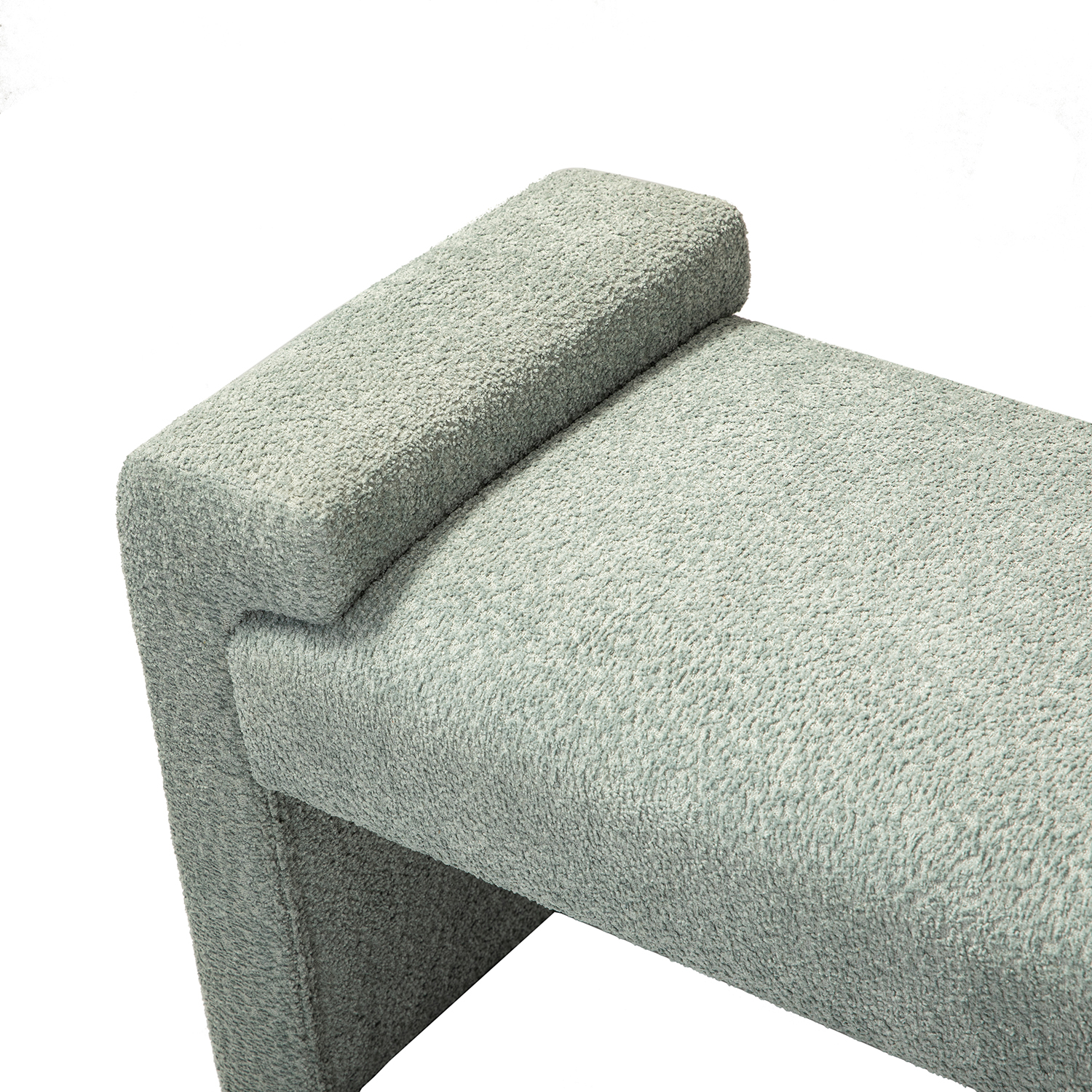 Severin Sage Chenille Modern Upholstered Bauhaus Bench 4 Severin Sage Chenille Modern Upholstered Bauhaus Bench - Image 4