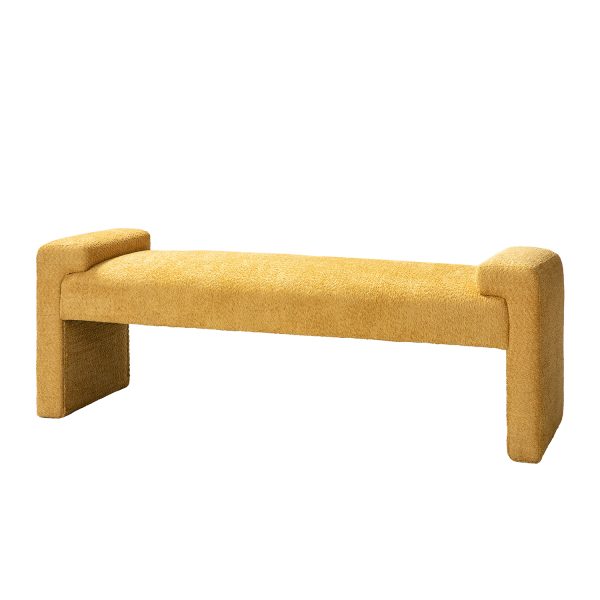 Severin Yellow Chenille Modern Upholstered Bauhaus Bench 1