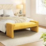 Severin Yellow Chenille Modern Upholstered Bauhaus Bench 6 Severin Yellow Chenille Modern Upholstered Bauhaus Bench