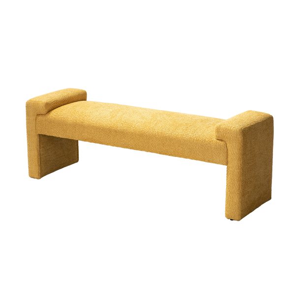 Severin Yellow Chenille Modern Upholstered Bauhaus Bench 2
